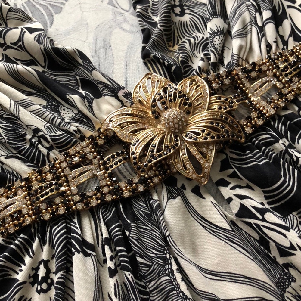 Plunging neckline boutique embellished dress